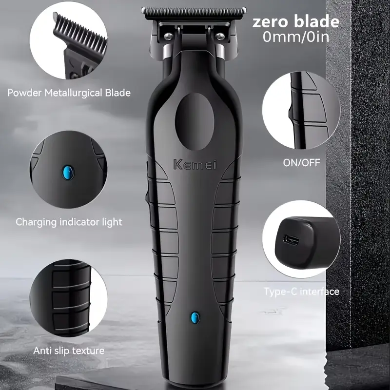 Kemei 2299 Professional Hair Trimmer - Zero Gapped, Cordless & Rechargeable