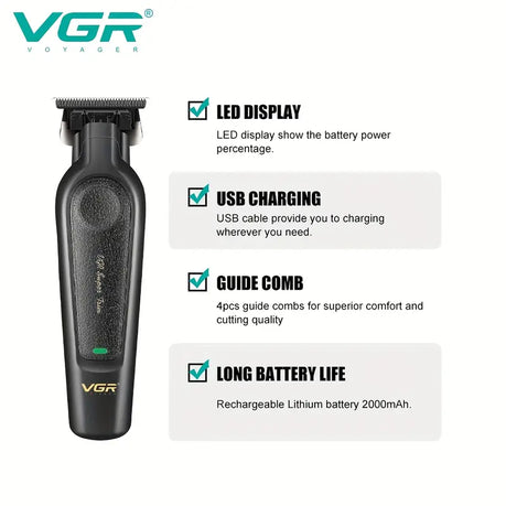VGR V995 Professional Hair Trimmer - Cordless Rechargeable Grooming Clipper