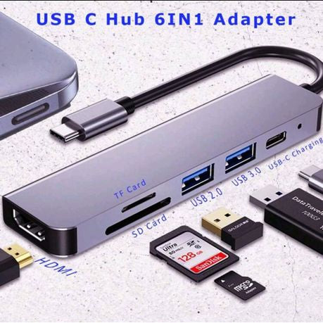 Universal Connect USB Hub: 6-in-1 Type C to Multiport Adapter