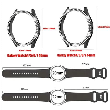 Double Row Diamond Case & Strap Compatible with Samsung Galaxy watch 7 44mm