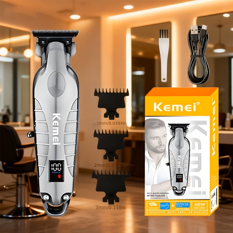 Kemei 2293 Professional Hair Trimmer - Zero Gapped, Cordless & Rechargeable