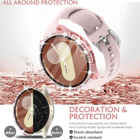 Double Row Diamond Case & Strap Compatible with Samsung Galaxy watch 7 44mm