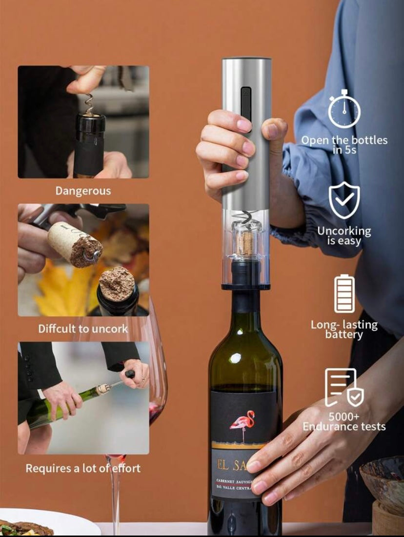Rechargeable Electric Wine Opener Set with Accessories & Stand