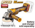 INGCO Cordless Angle Grinder 20V CAGLI27153 – 1000W Max Power