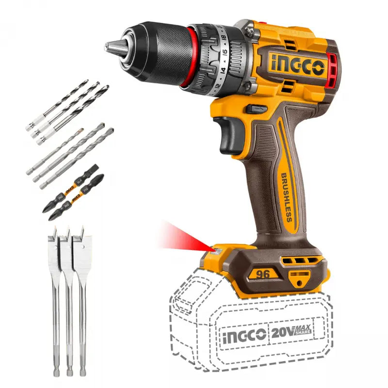 INGCO 20V Brushless Cordless Impact Drill 96Nm CIDLI209681