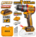 Cordless Impact Drill 20V 66Nm Brushless Compact Kit