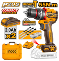 Cordless Impact Drill 55Nm Brushless 20V Compact Kit