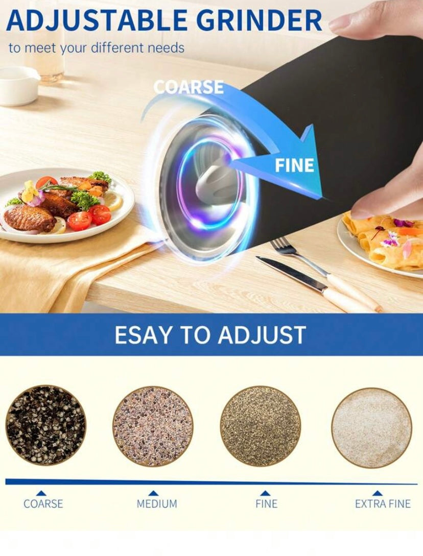 Cliton Silver-Transparent Stainless Steel Salt and Pepper Grinder Set