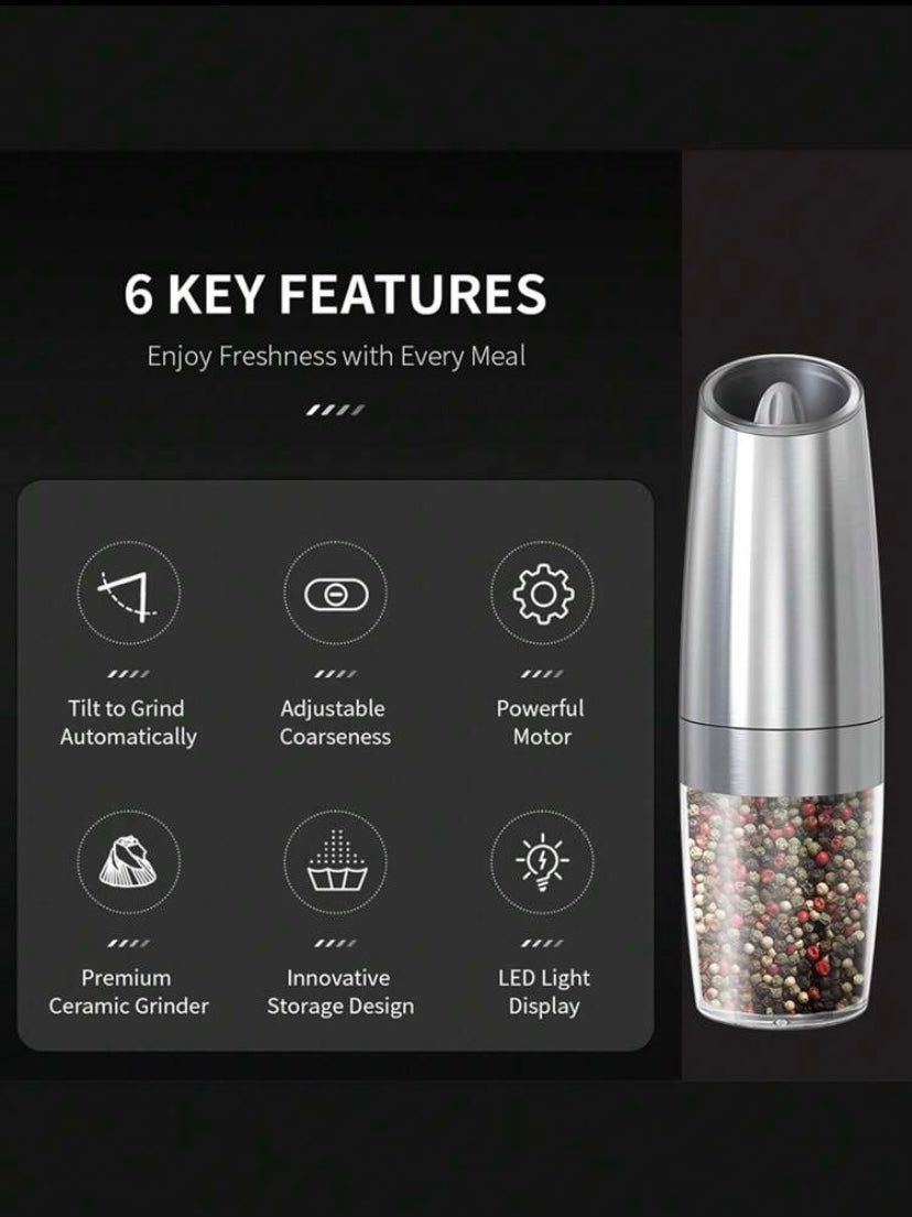 Cliton Silver-Transparent Stainless Steel Salt and Pepper Grinder Set