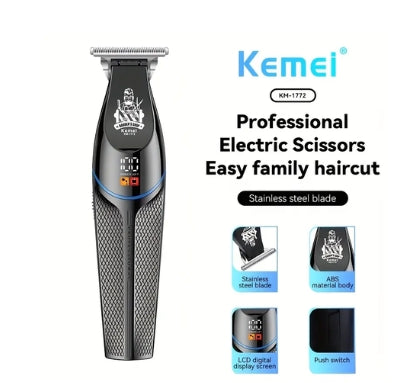 Kemei 1772 Professional Hair Trimmer - Zero Gapped, Cordless & Rechargeable