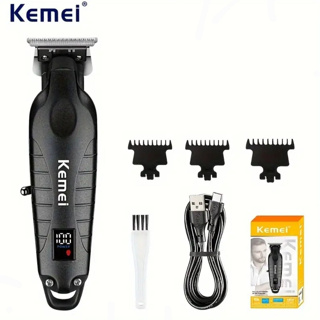 Kemei 2293 Professional Hair Trimmer - Zero Gapped, Cordless & Rechargeable (Black)