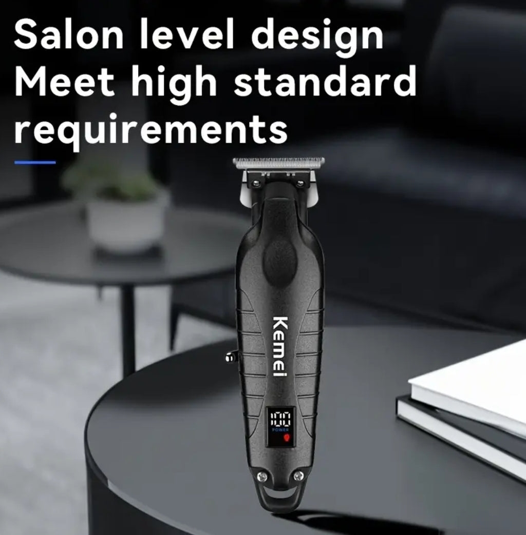 Kemei 2293 Professional Hair Trimmer - Zero Gapped, Cordless & Rechargeable (Black)