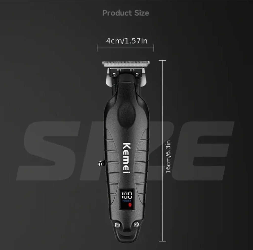 Kemei 2293 Professional Hair Trimmer - Zero Gapped, Cordless & Rechargeable (Black)