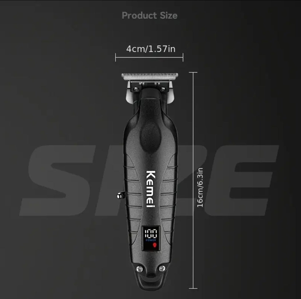 Kemei 2293 Professional Hair Trimmer - Zero Gapped, Cordless & Rechargeable (Black)