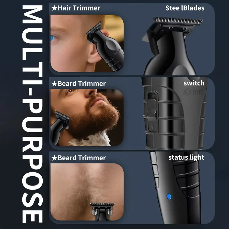 Kemei 2299 Professional Hair Trimmer - Zero Gapped, Cordless & Rechargeable